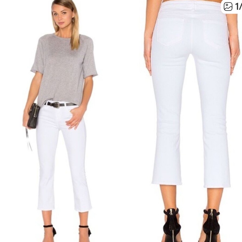 L’AGENCE CHARLOTTE MID RISE CROPPED FLARE 30 white